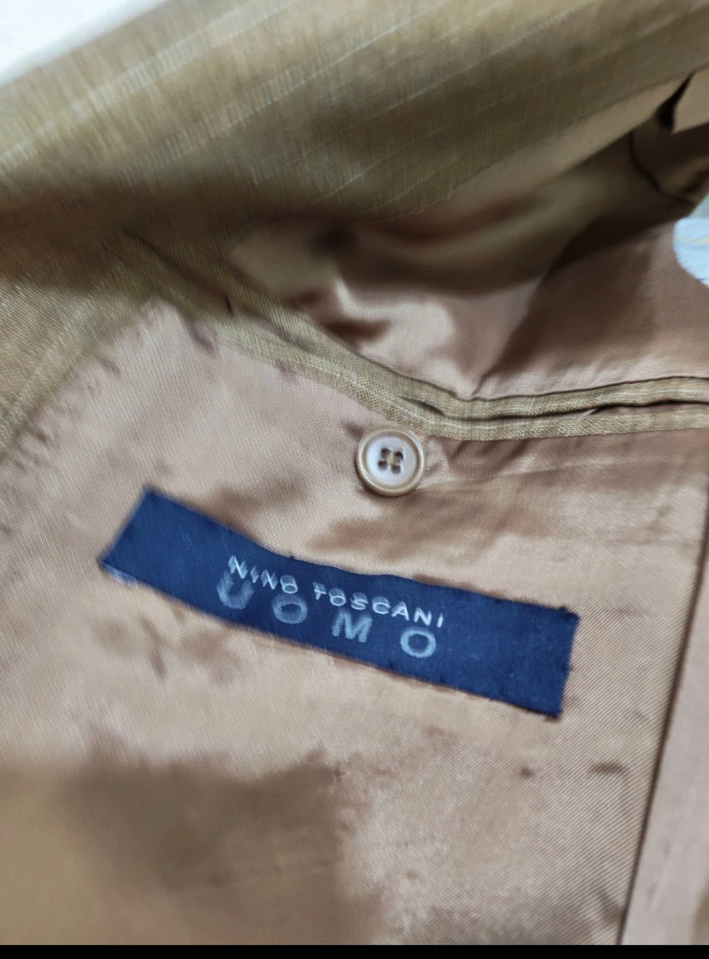 Vintage 100% pure Linen Classic brown striped summer jacket blazer 36R