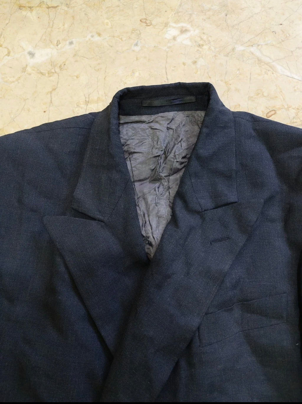 Vintage all worsted wool double breasted gangster Charcoal classic suit 42R
