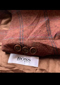 Vintage Hugo Boss pure Lambswool Tweed Windowpane classic jacket blazer 44R