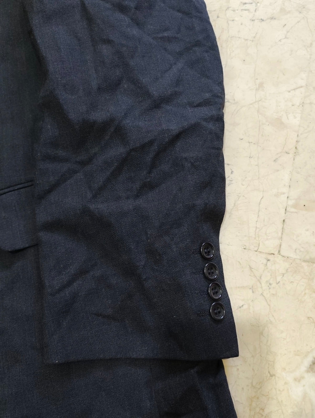 Vintage all worsted wool double breasted gangster Charcoal classic suit 42R