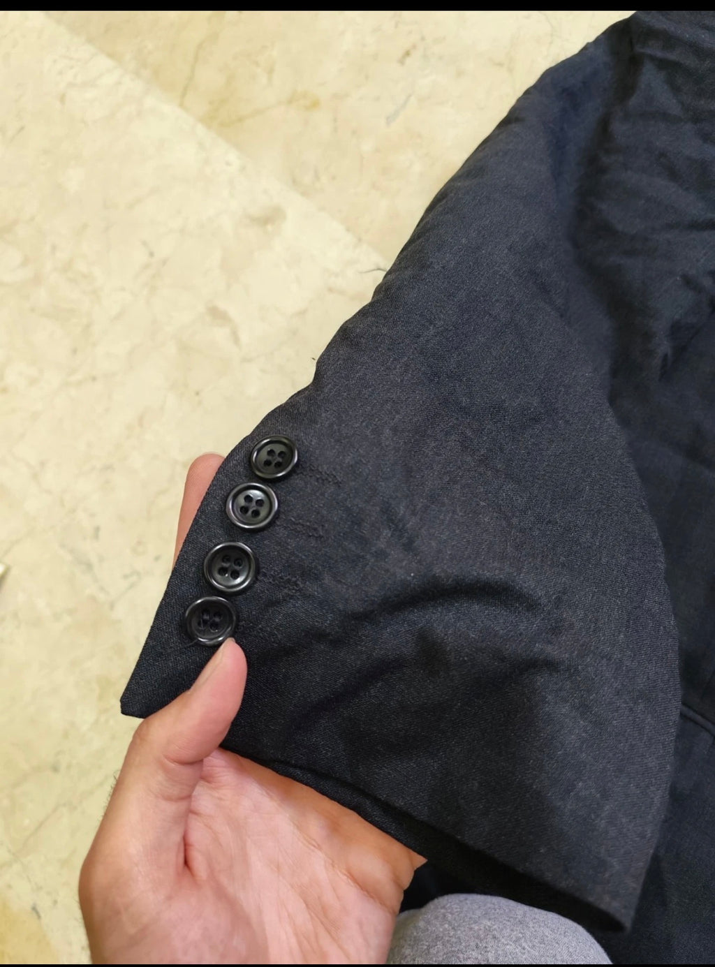 Vintage all worsted wool double breasted gangster Charcoal classic suit 42R