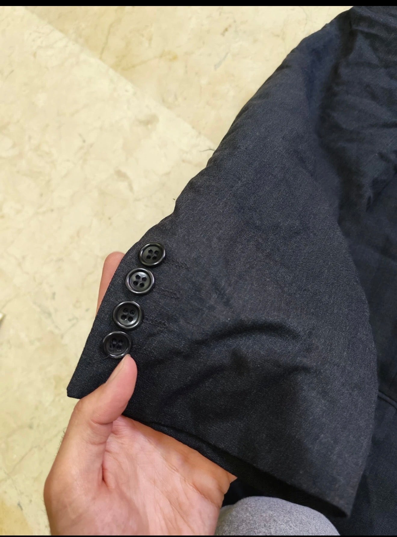 Vintage all worsted wool double breasted gangster Charcoal classic suit 42R