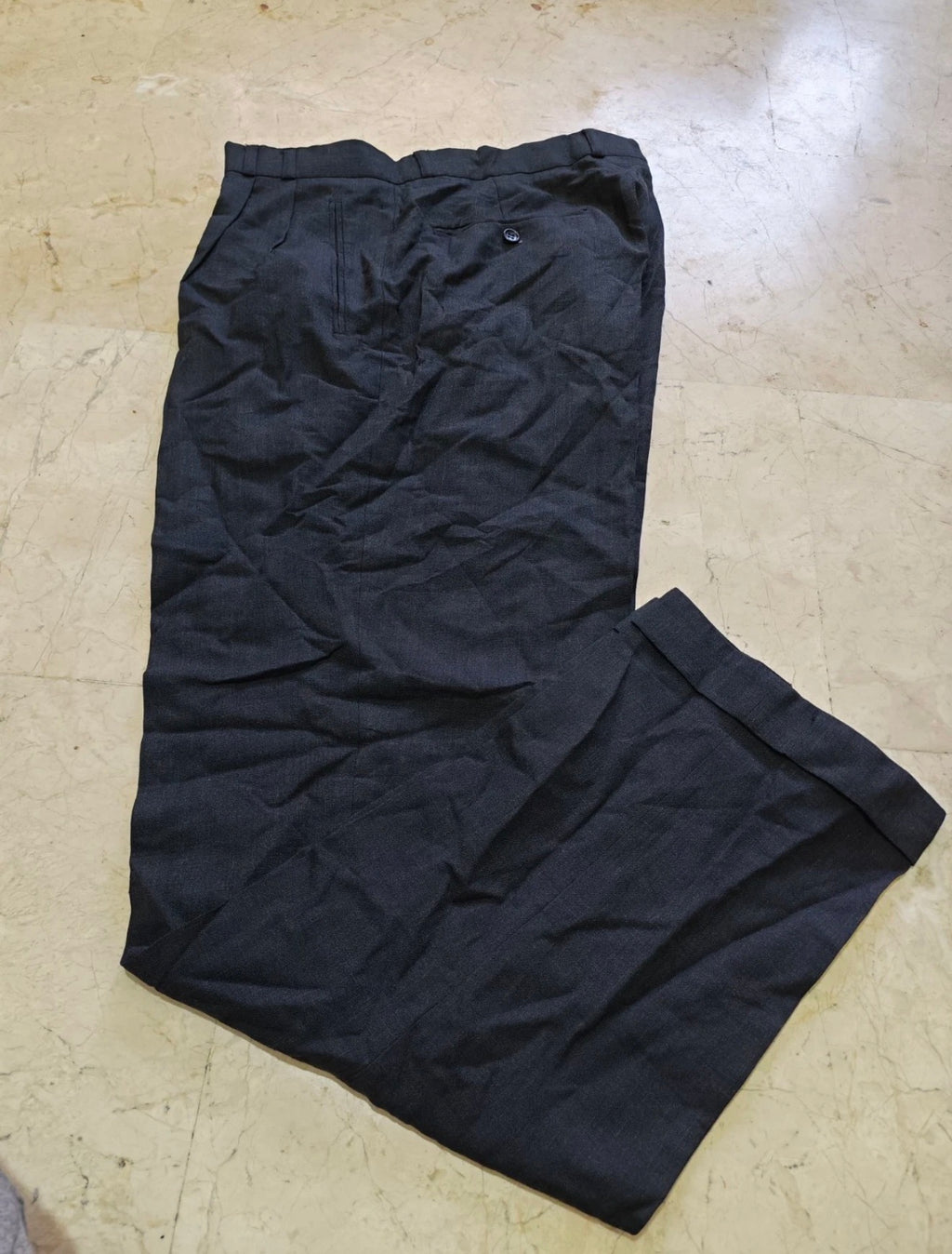 Vintage all worsted wool double breasted gangster Charcoal classic suit 42R