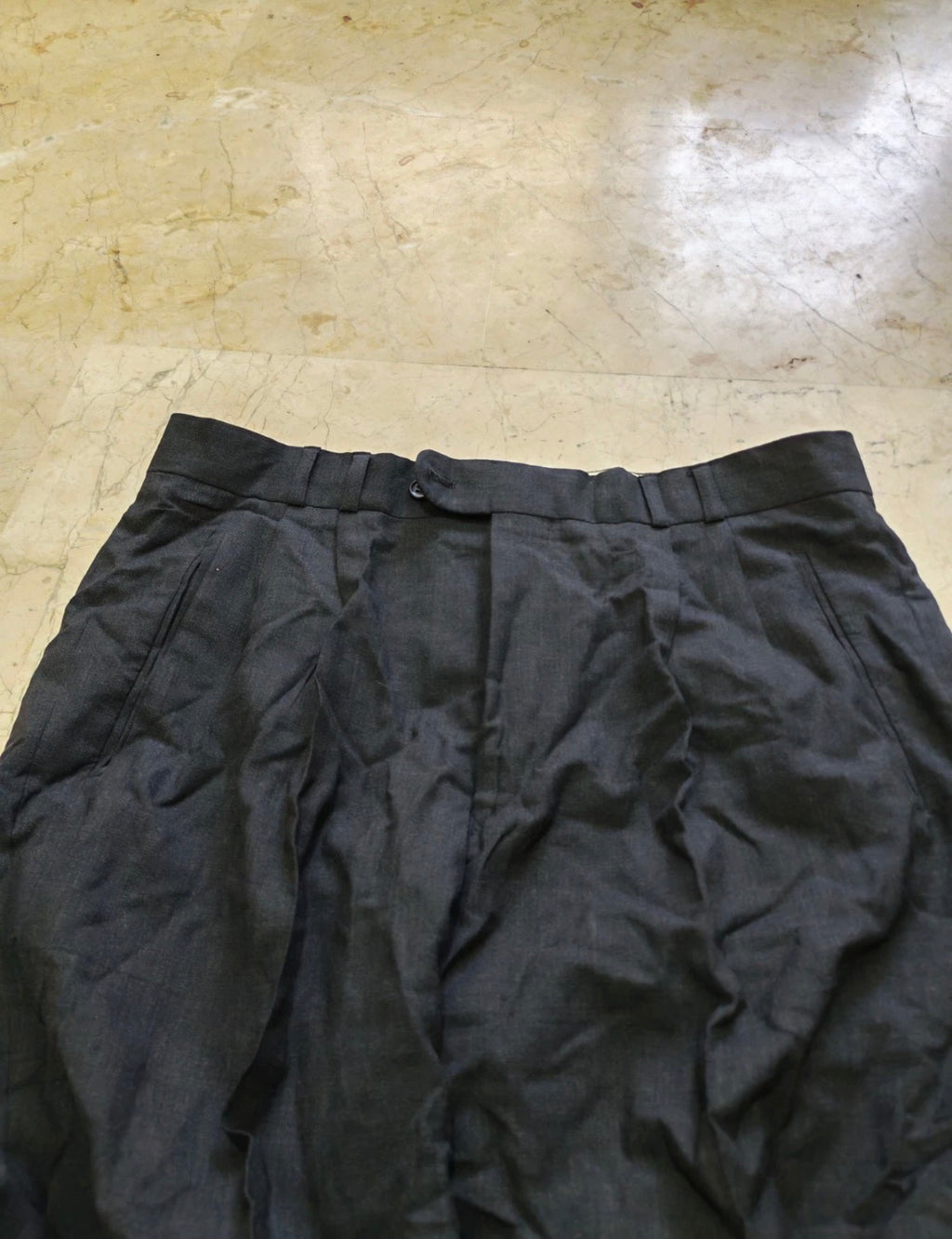 Vintage all worsted wool double breasted gangster Charcoal classic suit 42R