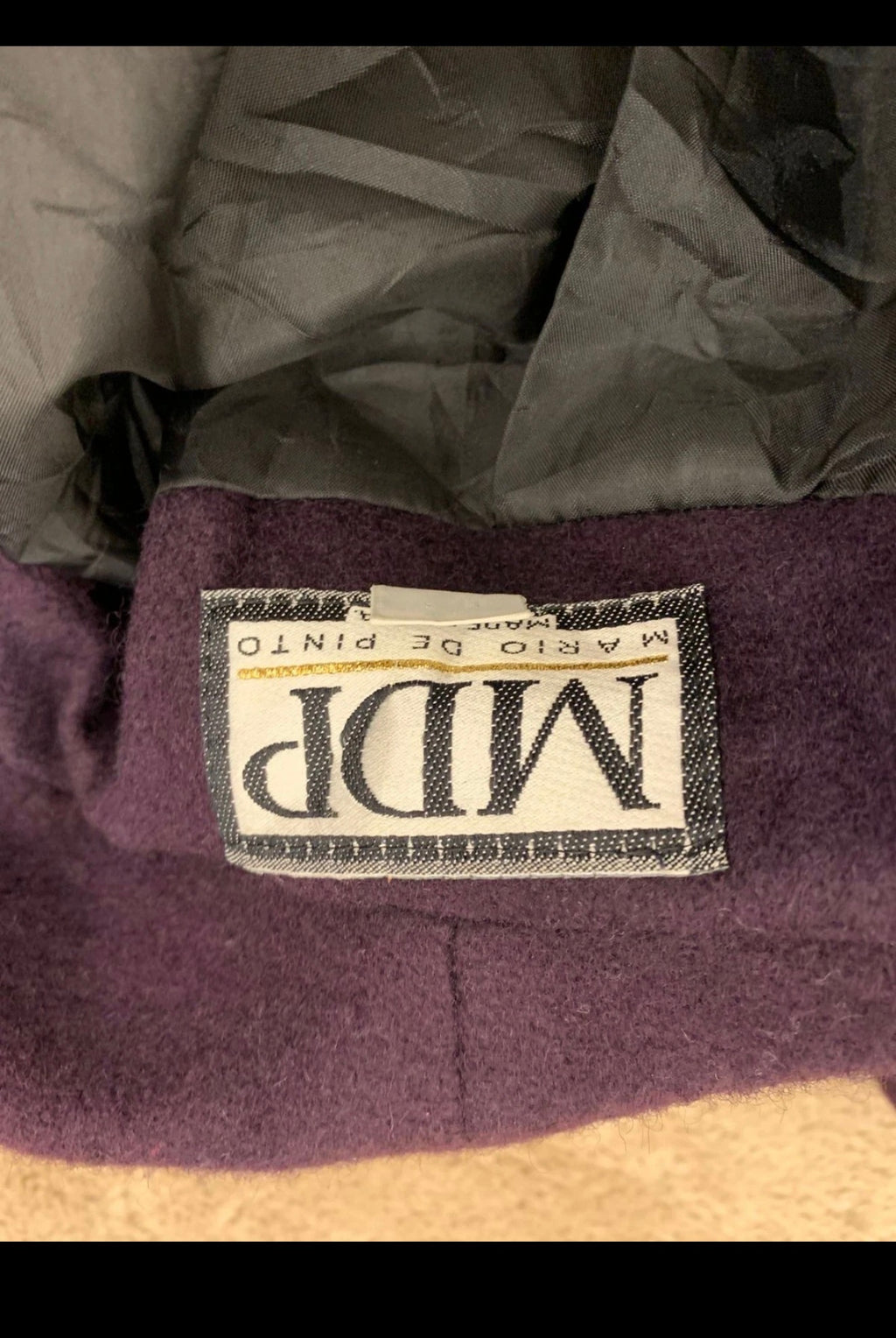 Vintage pure wool classic purple unique shawl lapel over coat 46 XL 16