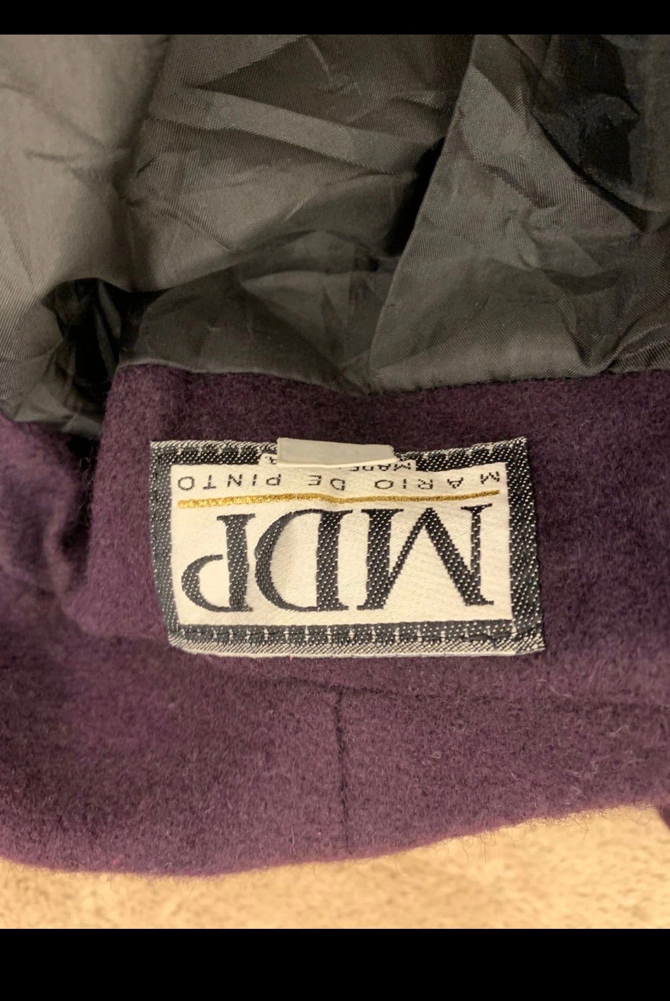 Vintage pure wool classic purple unique shawl lapel over coat 46 XL 16