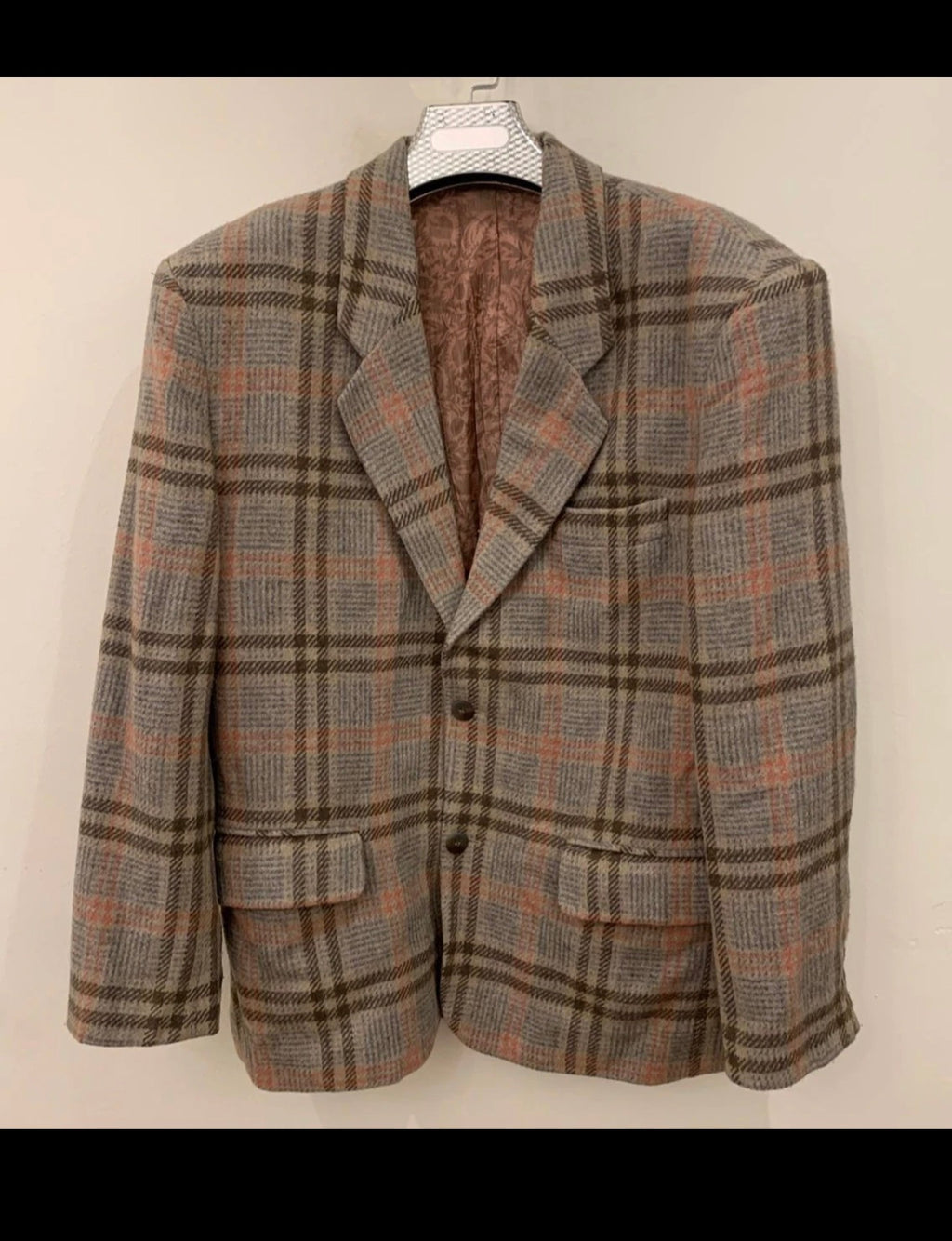 Vintage wool blend Windowpane brownish classic hunting jacket blazer 42R
