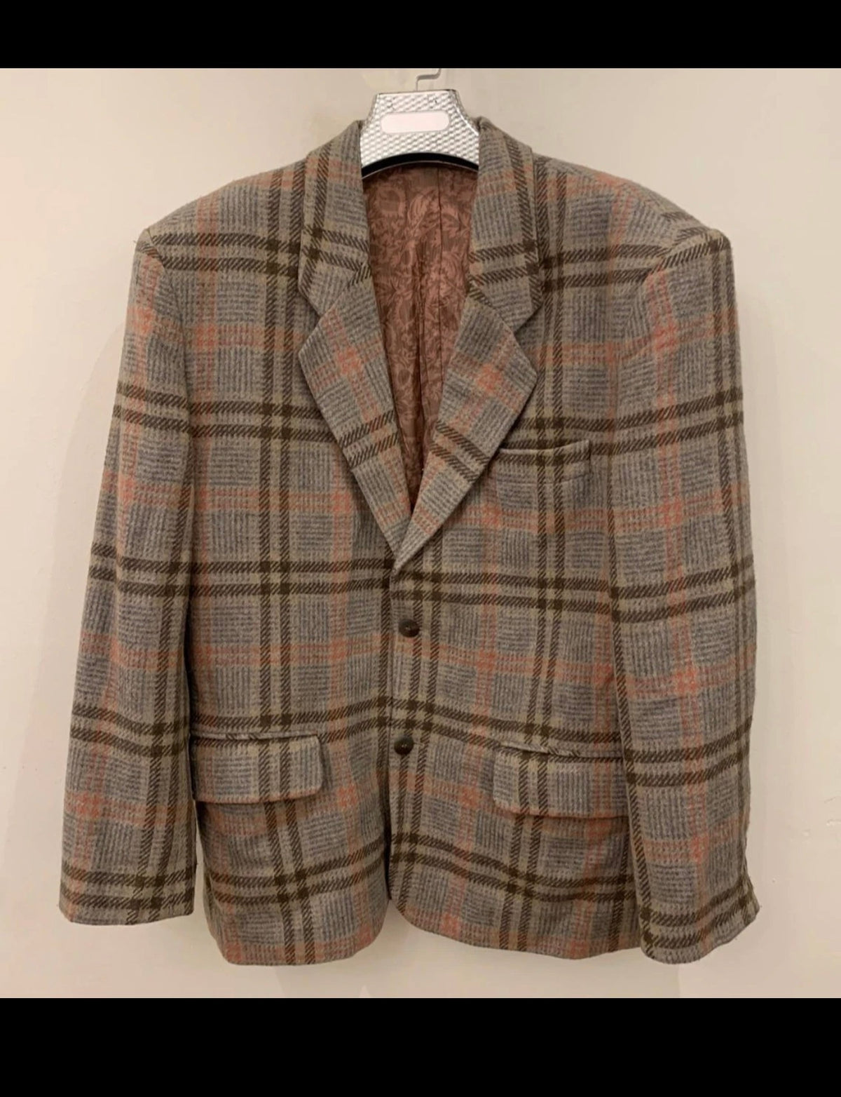 Vintage wool blend Windowpane brownish classic hunting jacket blazer 42R