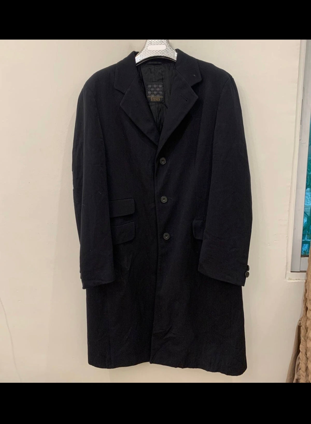 Vintage Stones wool blended classic black top over coat 46L XL
