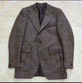 1970s Vintage pure wool handwoven tweed brown belted hunting jacket blazer 36R