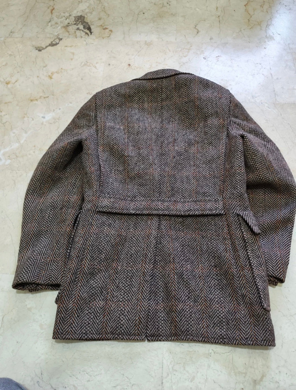 1970s Vintage pure wool handwoven tweed brown belted hunting jacket blazer 36R
