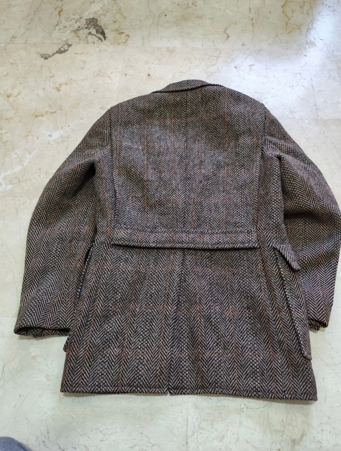 1970s Vintage pure wool handwoven tweed brown belted hunting jacket blazer 36R