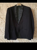 1970s vintage pure wool Tuxedo night black shawl lapel suit jacket blazer 42R