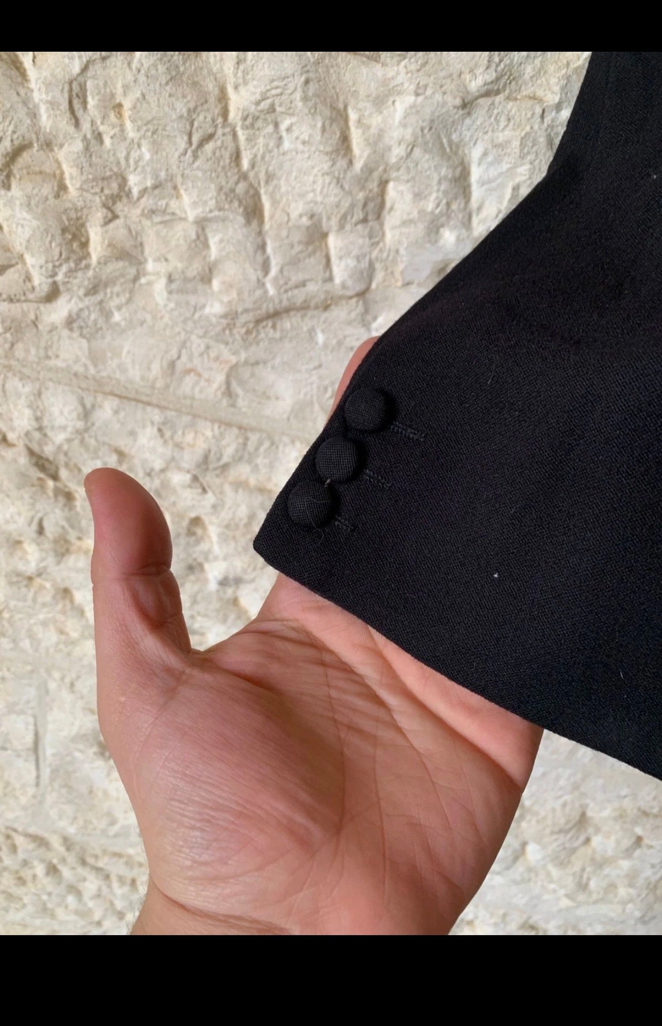 1970s vintage pure wool Tuxedo night black shawl lapel suit jacket blazer 42R