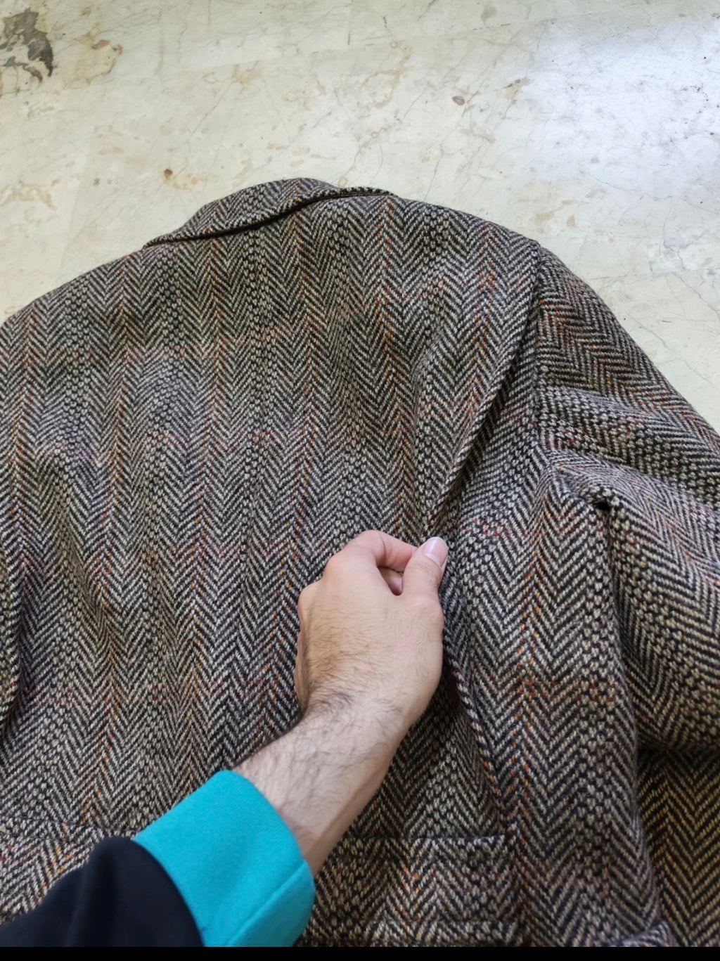 1970s Vintage pure wool handwoven tweed brown belted hunting jacket blazer 36R