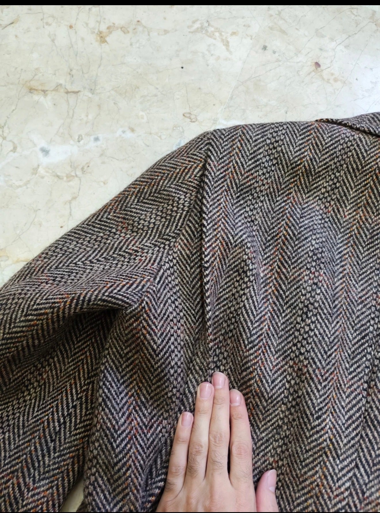 1970s Vintage pure wool handwoven tweed brown belted hunting jacket blazer 36R