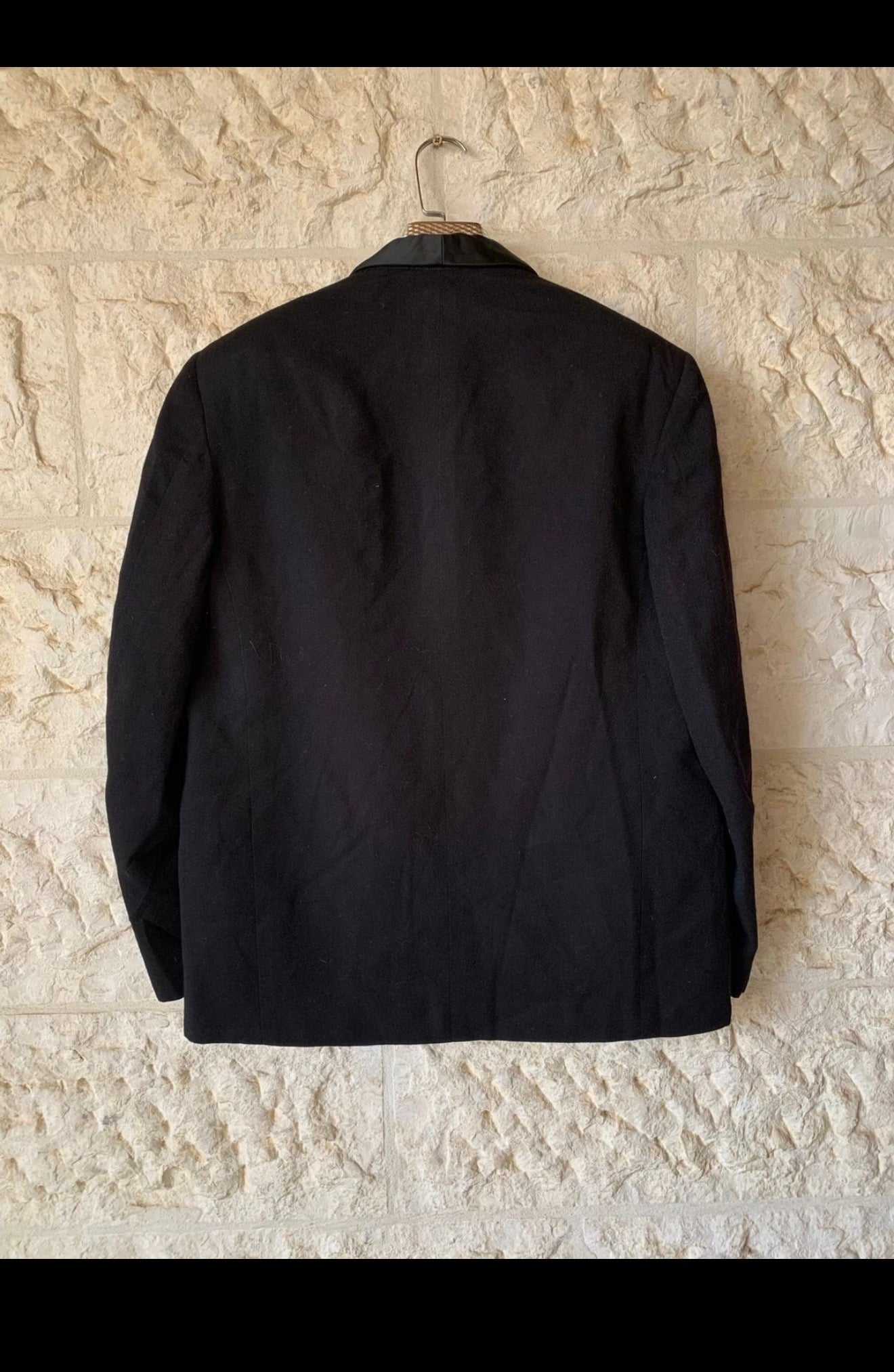 1970s vintage pure wool Tuxedo night black shawl lapel suit jacket blazer 42R