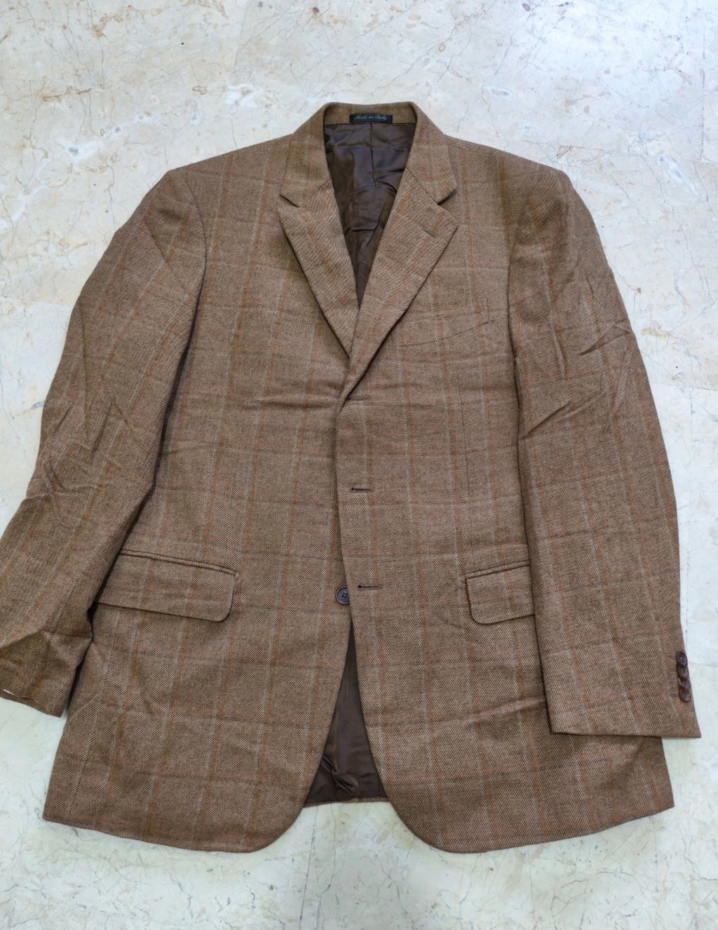 Vintage Pal Zileri Wool Cashmere Windowpane brown classic jacket blazer 40R