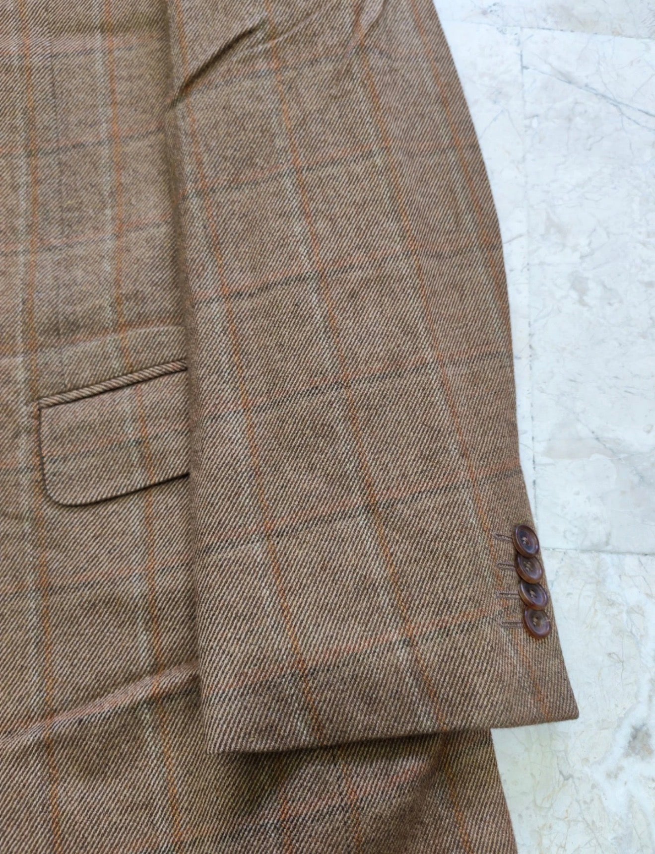 Vintage Pal Zileri Wool Cashmere Windowpane brown classic jacket blazer 40R