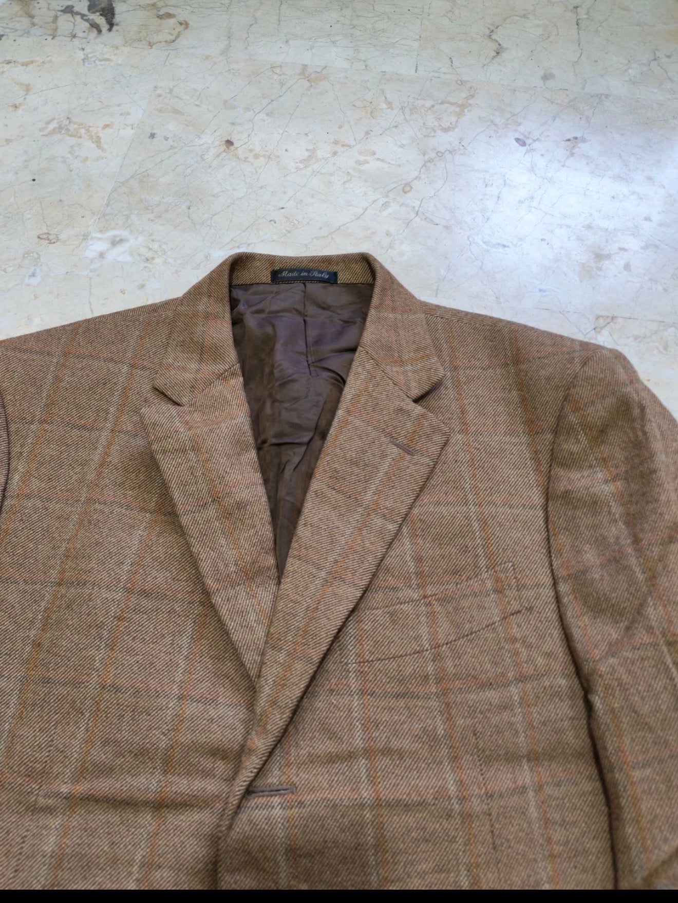 Vintage Pal Zileri Wool Cashmere Windowpane brown classic jacket blazer 40R