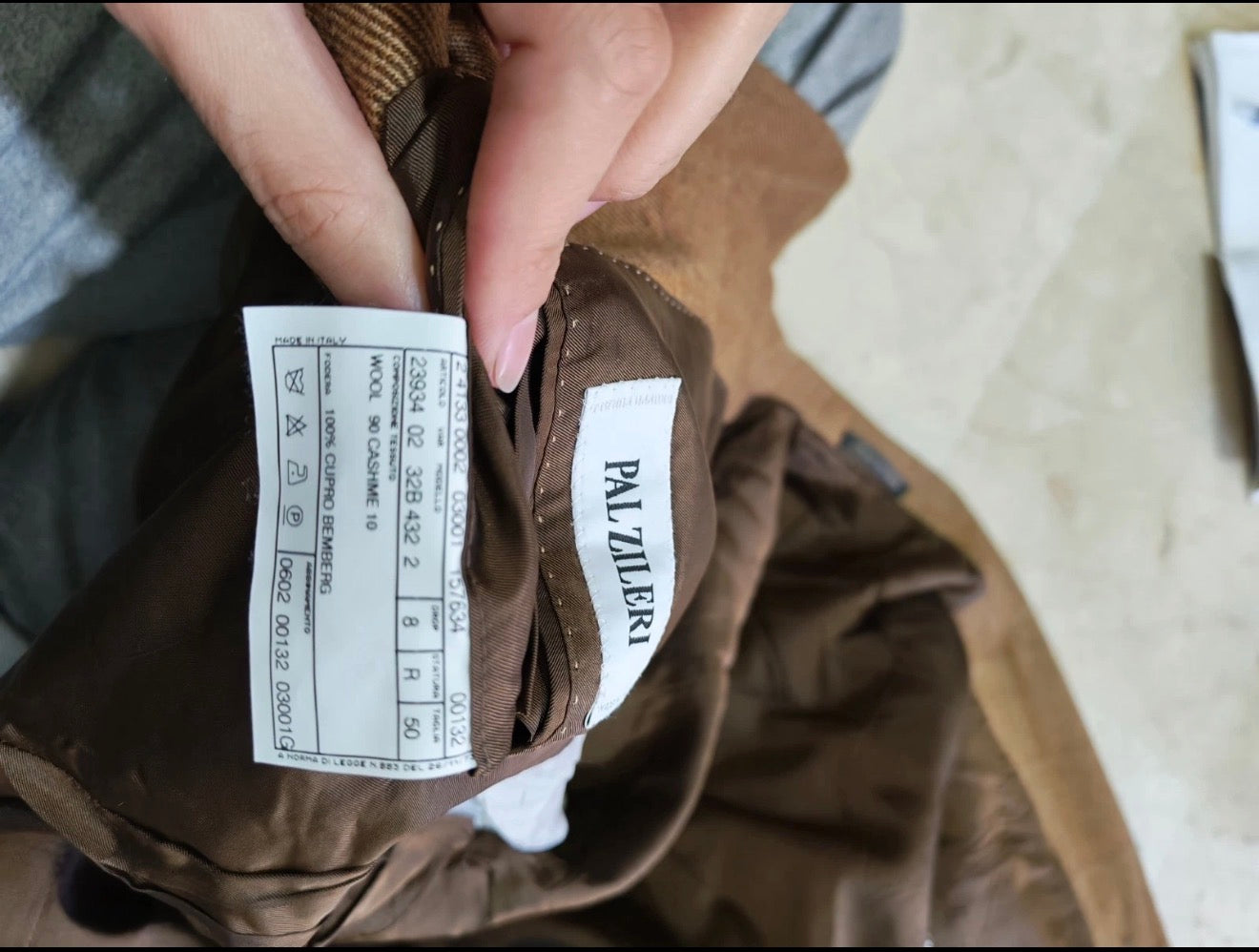 Vintage Pal Zileri Wool Cashmere Windowpane brown classic jacket blazer 40R