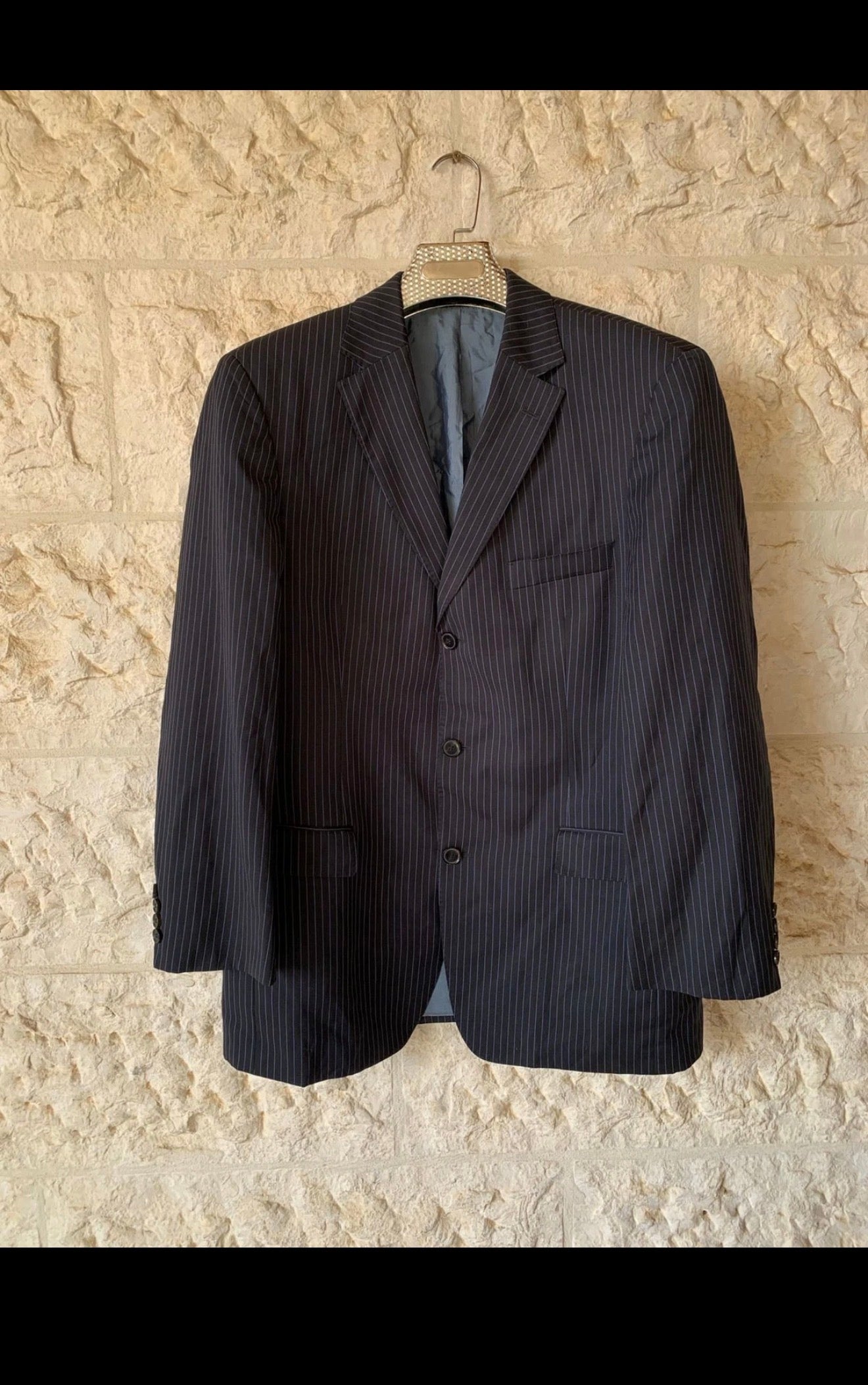 Classic Hugo Boss pure wool dark navy striped jacket blazer 42R