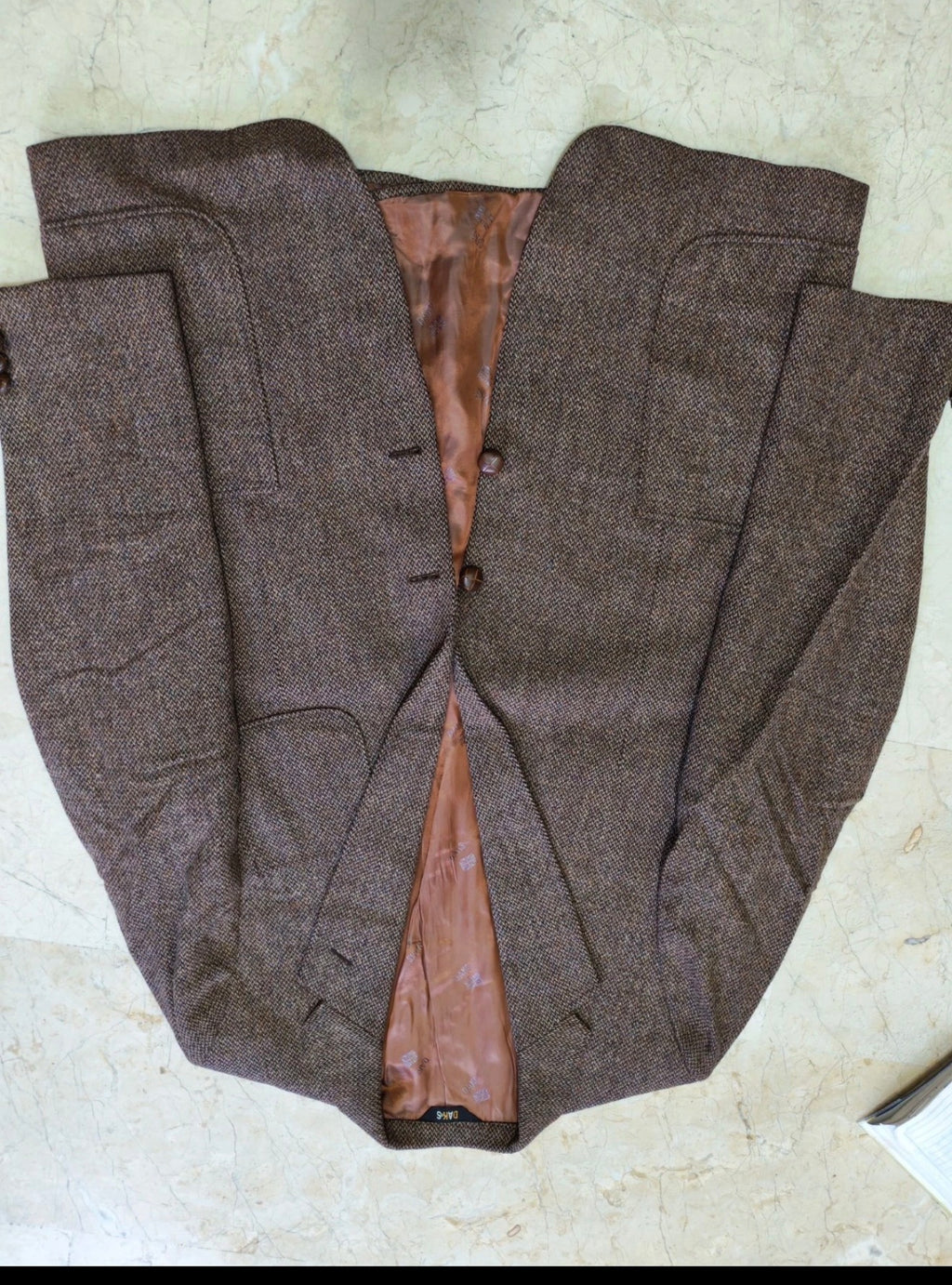 Vintage Daks DD pure wool handwoven tweed brown hunting jacket blazer 40L