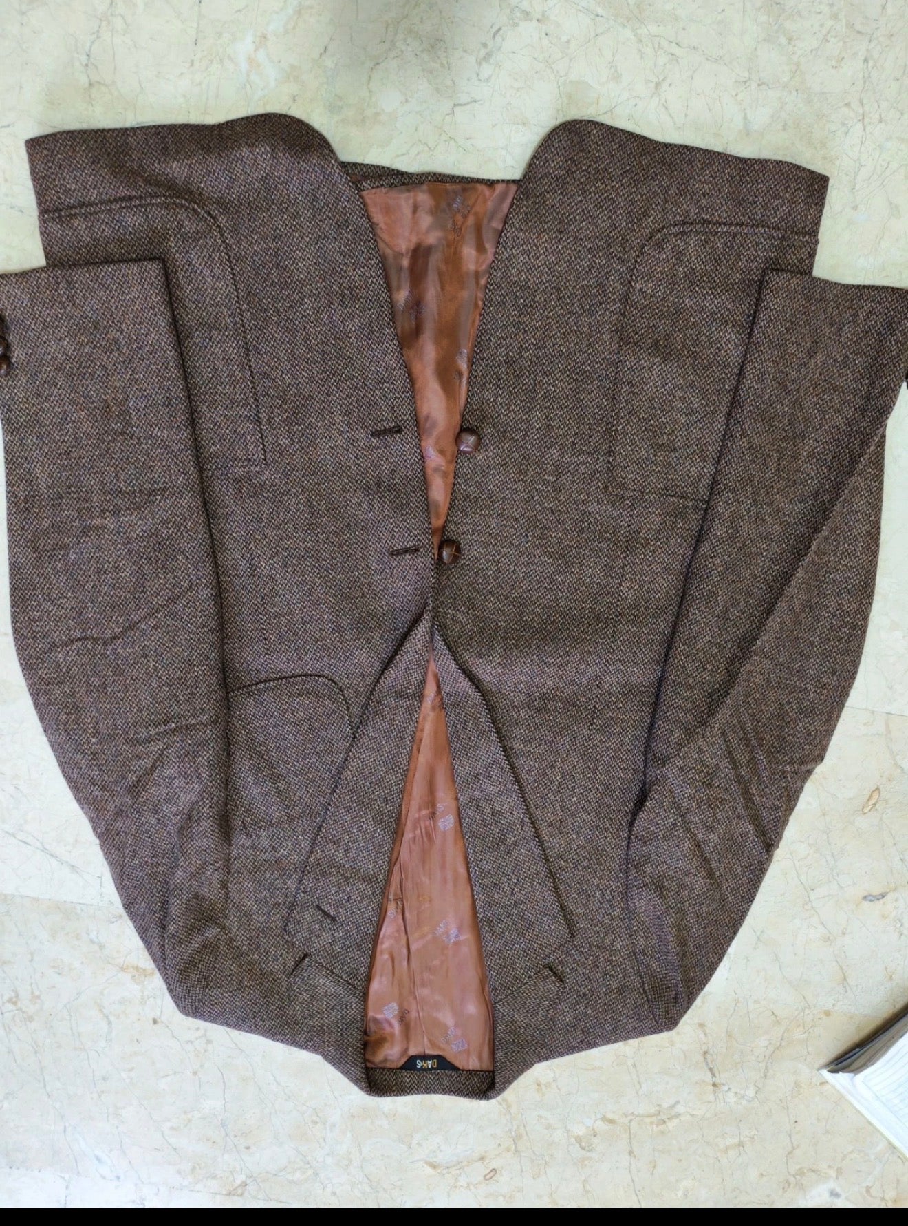 Vintage Daks DD pure wool handwoven tweed brown hunting jacket blazer 40L