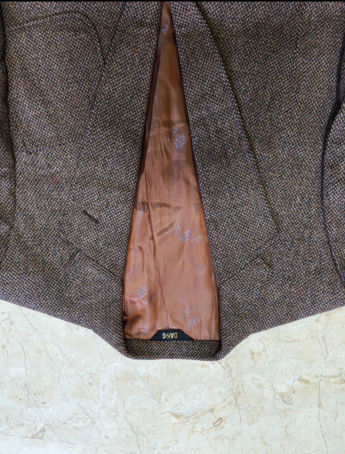 Vintage Daks DD pure wool handwoven tweed brown hunting jacket blazer 40L