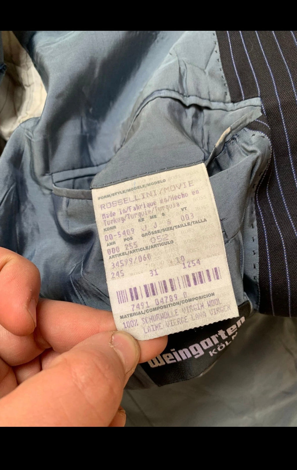 Classic Hugo Boss pure wool dark navy striped jacket blazer 42R