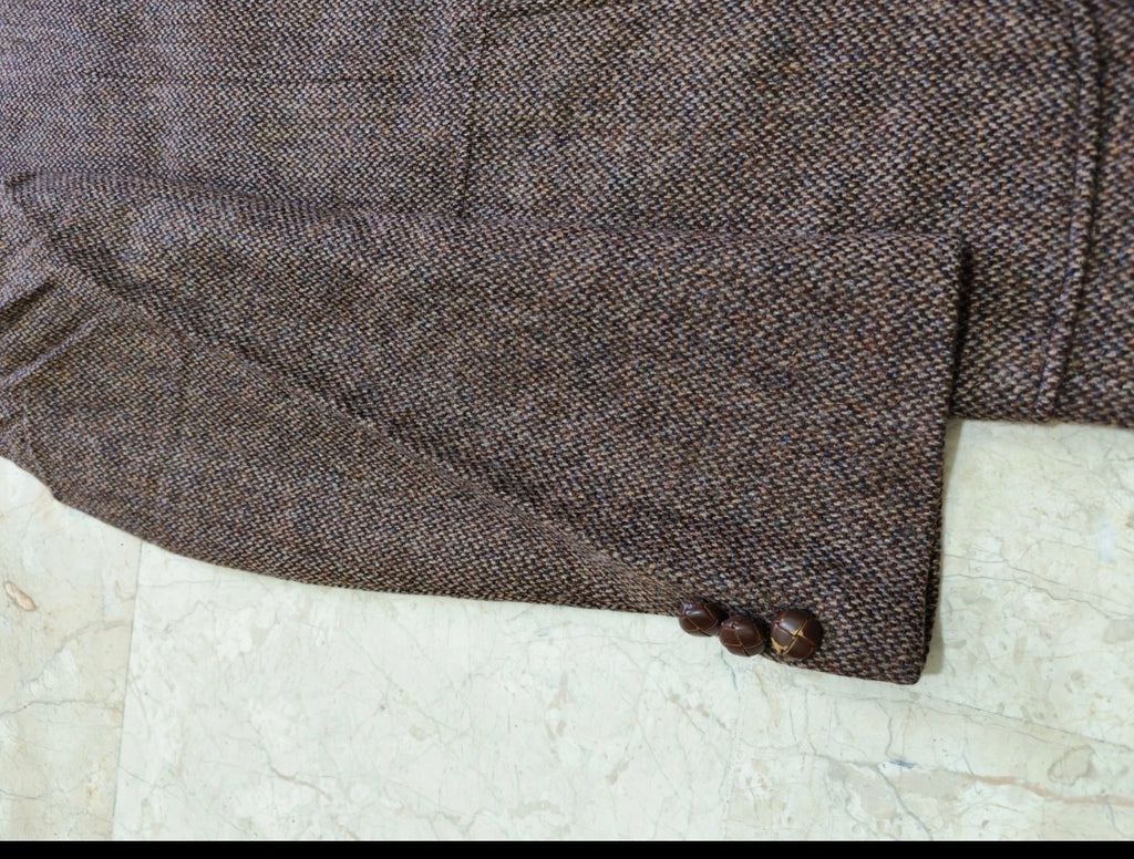 Vintage Daks DD pure wool handwoven tweed brown hunting jacket blazer 40L