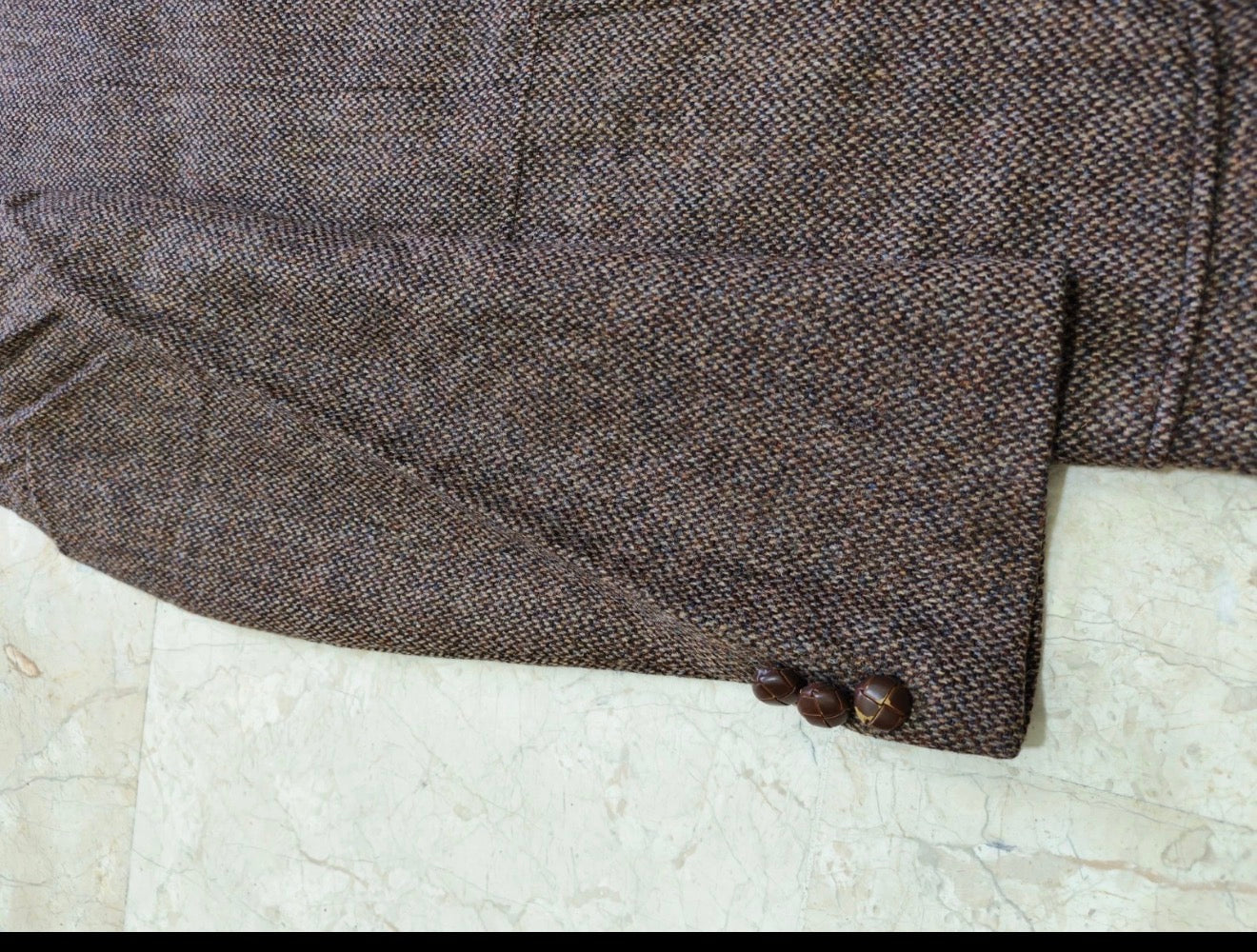 Vintage Daks DD pure wool handwoven tweed brown hunting jacket blazer 40L