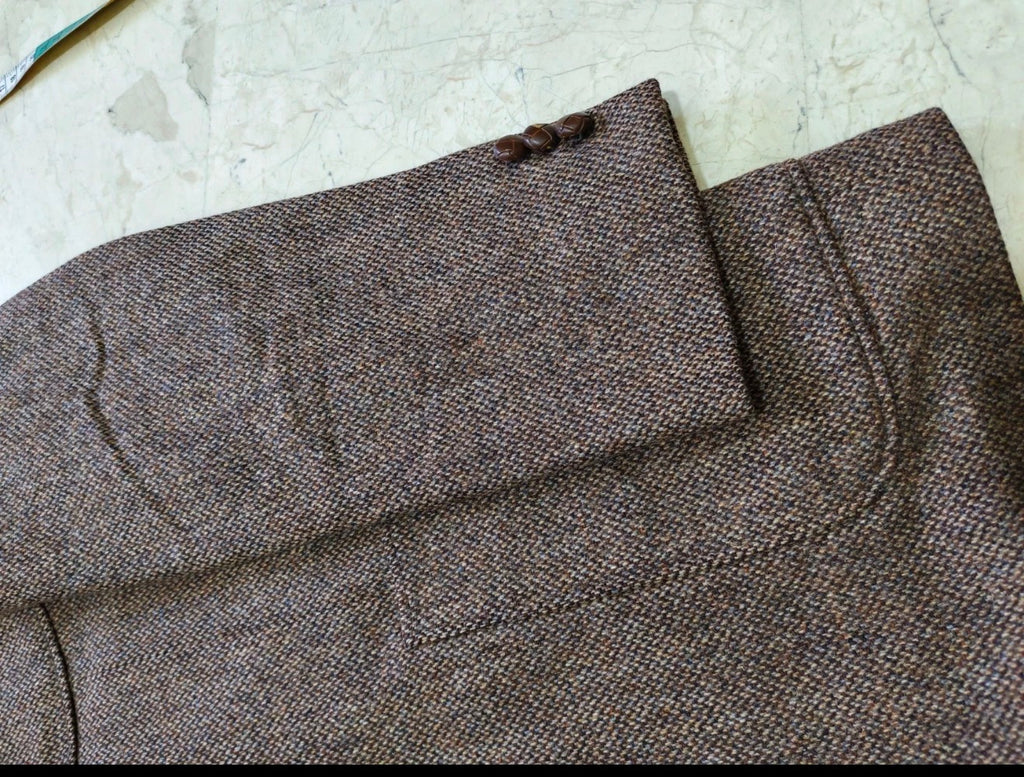 Vintage Daks DD pure wool handwoven tweed brown hunting jacket blazer 40L