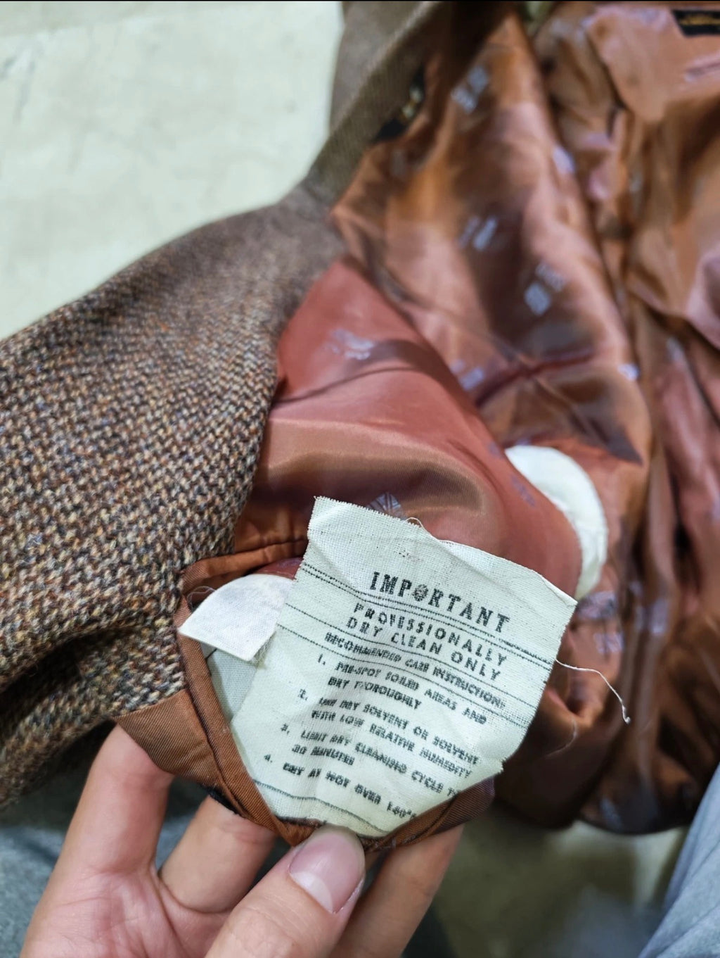 Vintage Daks DD pure wool handwoven tweed brown hunting jacket blazer 40L