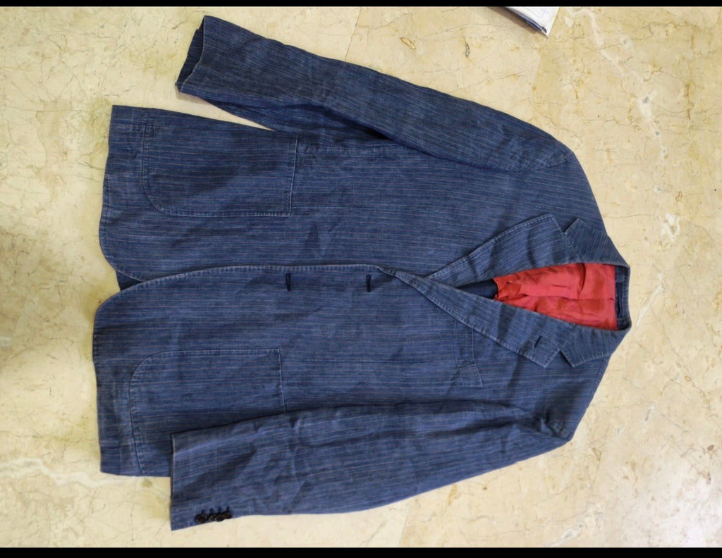 Suitsupply 100% pure Linen classic blue striped summer jacket blazer 38R