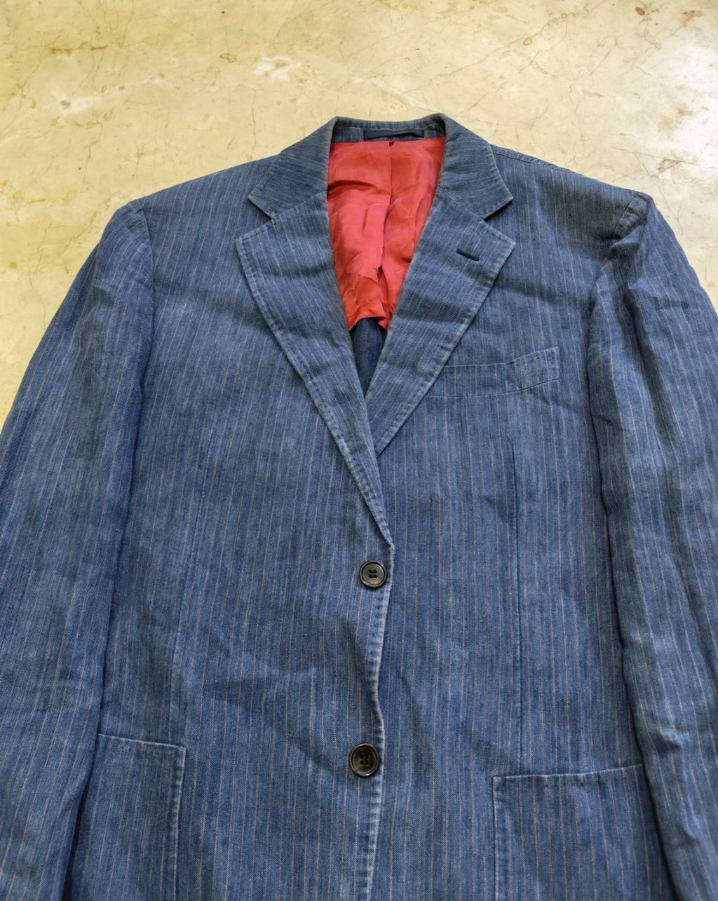 Suitsupply 100% pure Linen classic blue striped summer jacket blazer 38R
