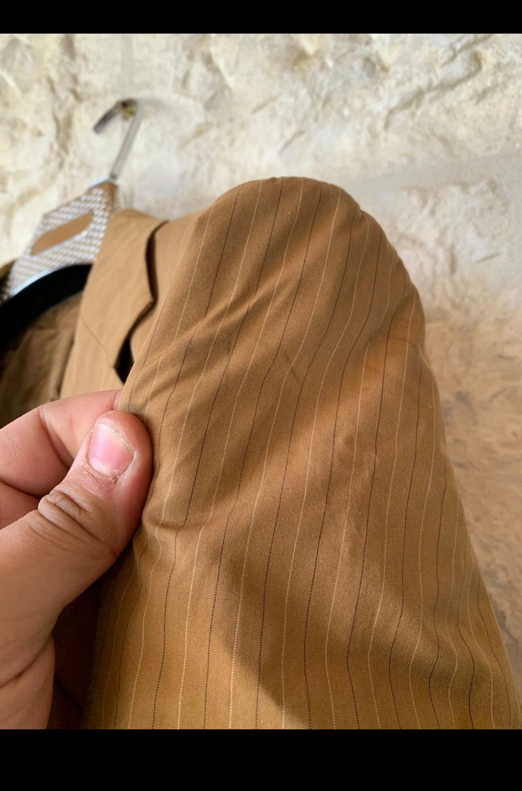 Vintage 100% pure Cotton classic brown striped summer 2 button suit 38R
