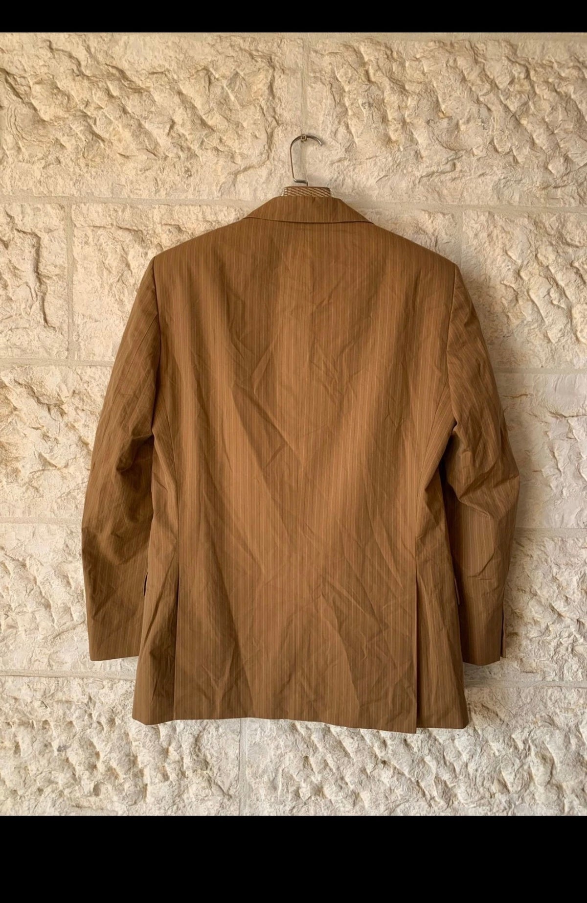 Vintage 100% pure Cotton classic brown striped summer 2 button suit 38R