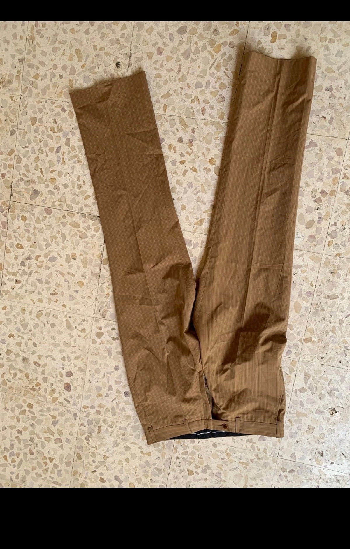 Vintage 100% pure Cotton classic brown striped summer 2 button suit 38R