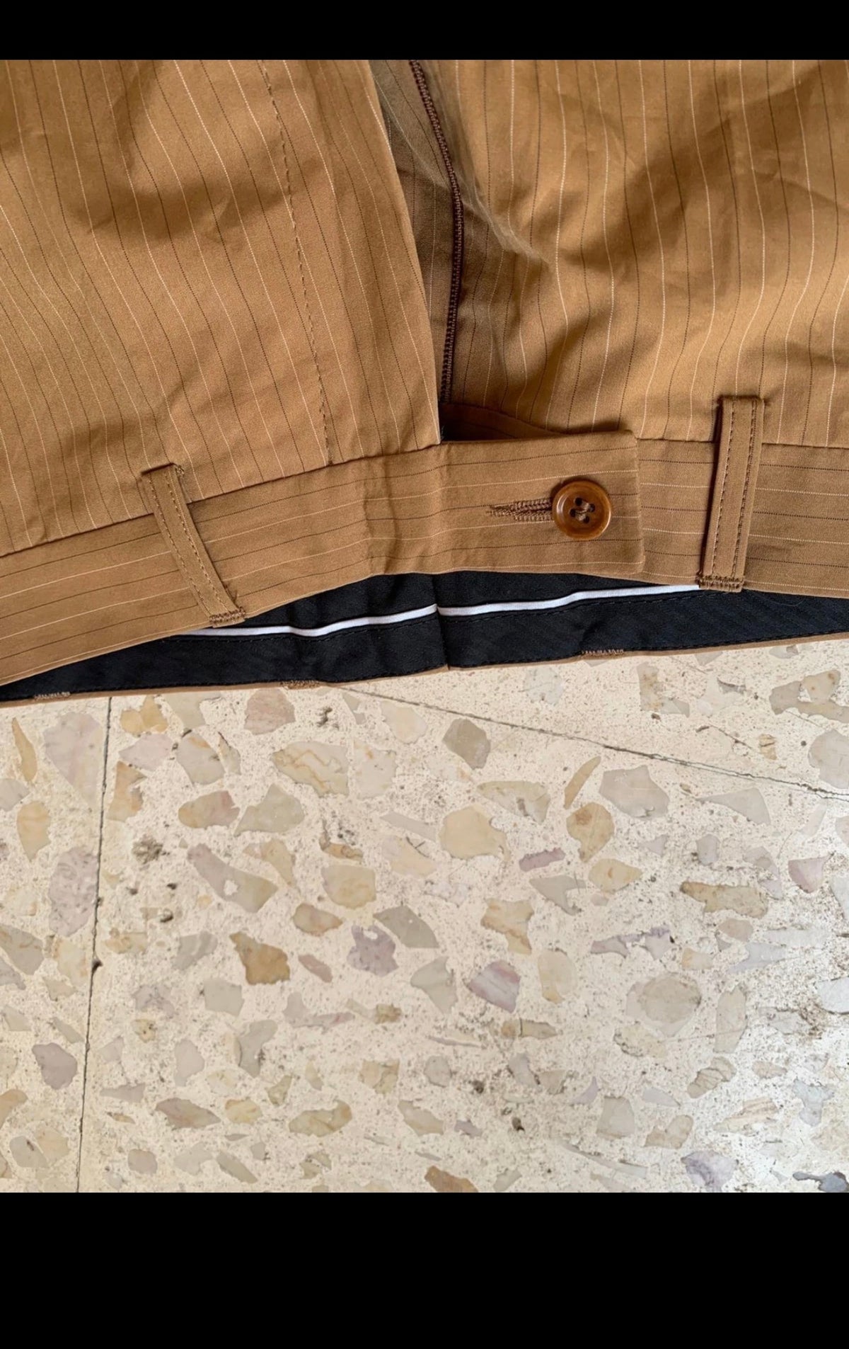 Vintage 100% pure Cotton classic brown striped summer 2 button suit 38R