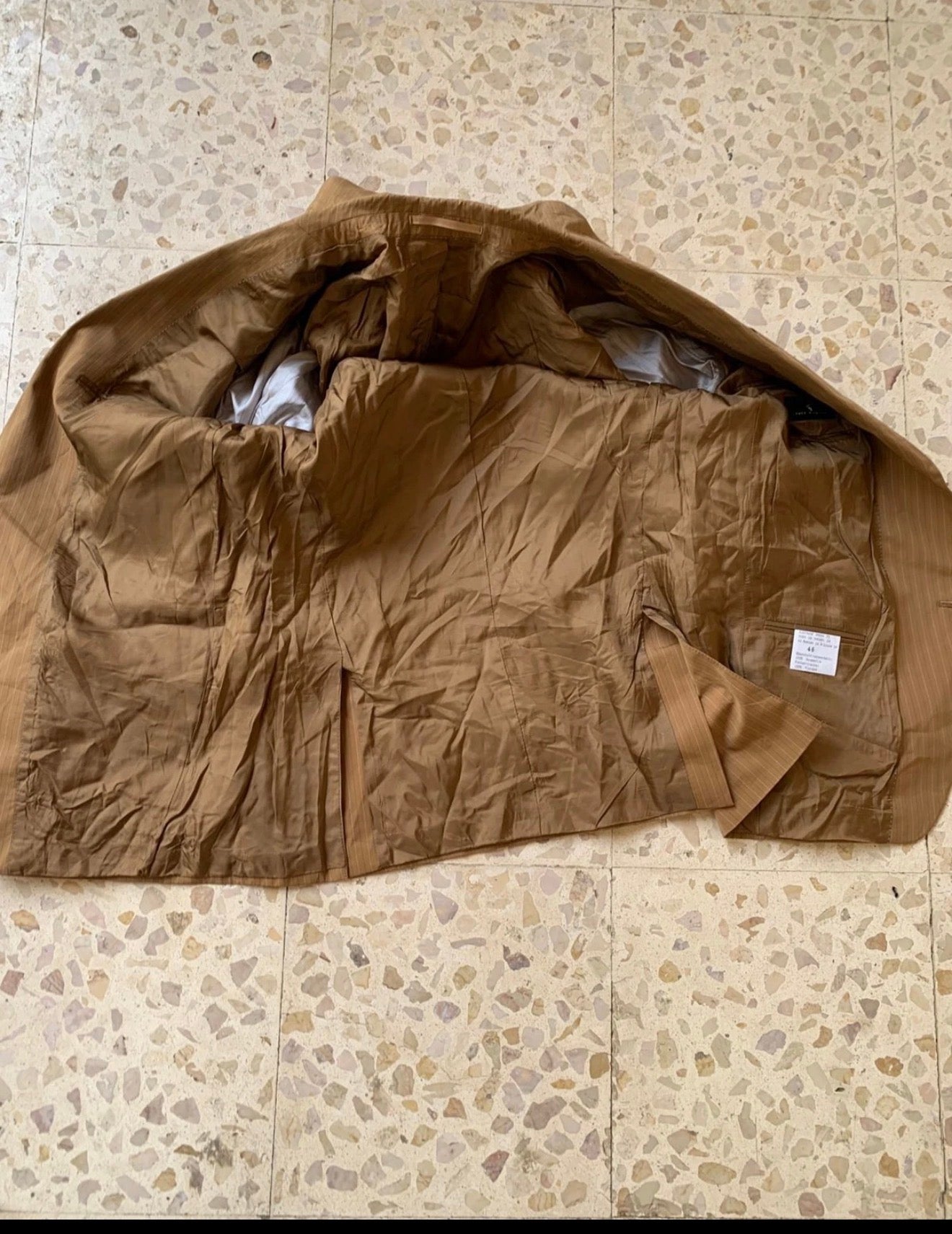 Vintage 100% pure Cotton classic brown striped summer 2 button suit 38R