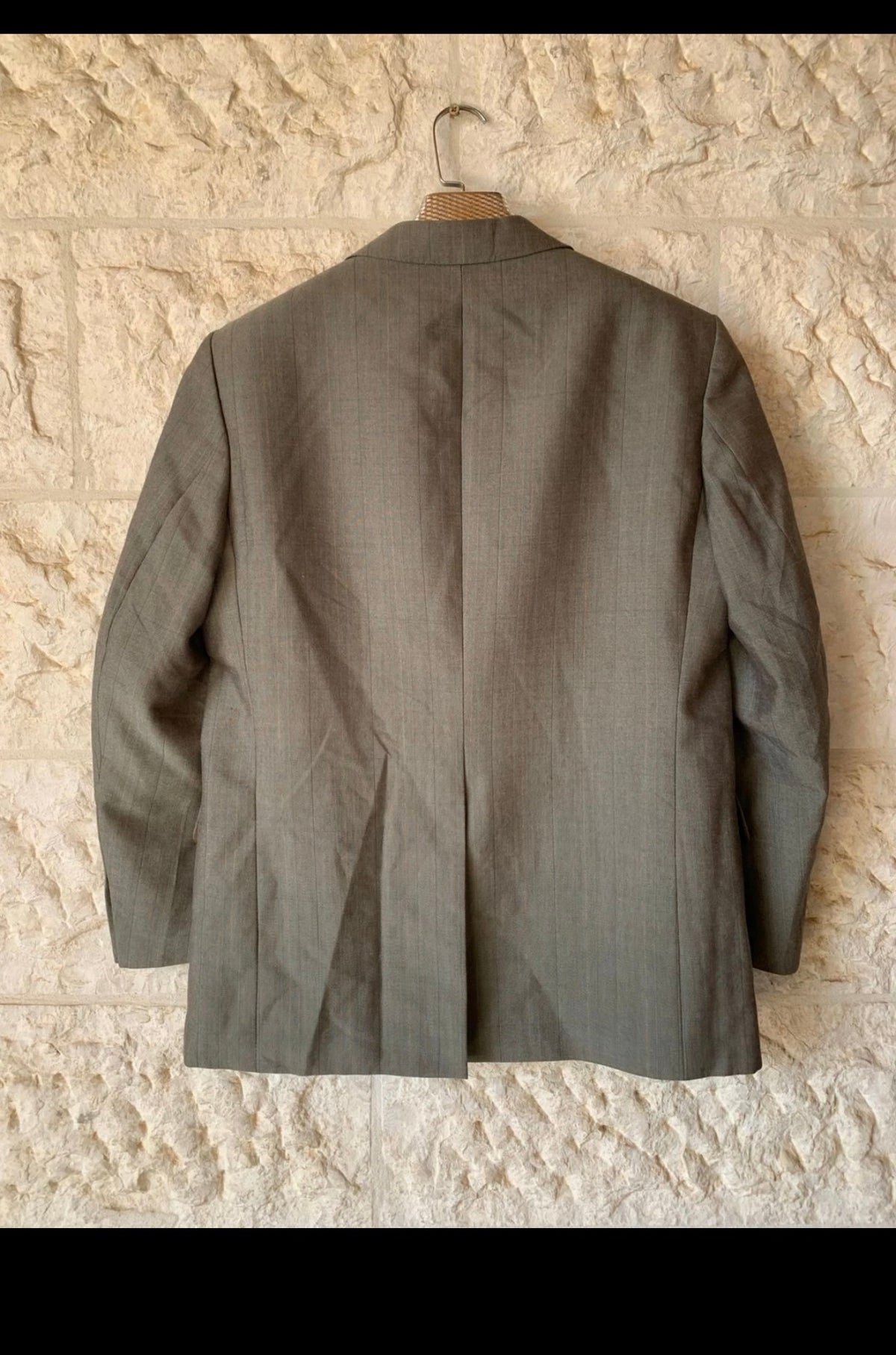 1970s Vintage wool mohair blend brown striped 2 button suit 42R
