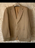 1970s Vintage pure wool classic camel beige 2 button silver button suit 42R