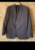 Vintage Superfine pure wool classic 2 button striped grayish suit 40R 40S