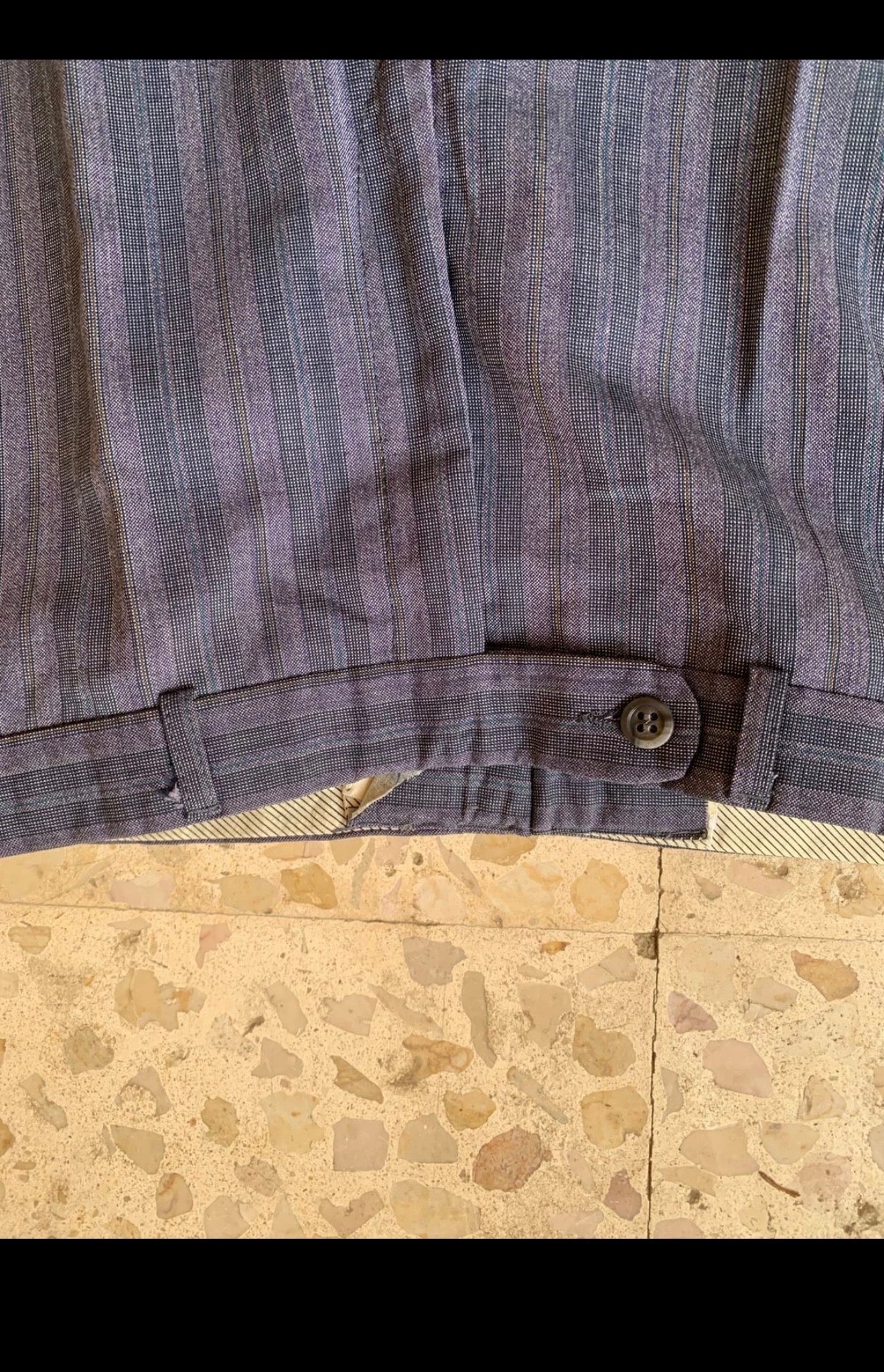 Vintage Superfine pure wool classic 2 button striped grayish suit 40R 40S