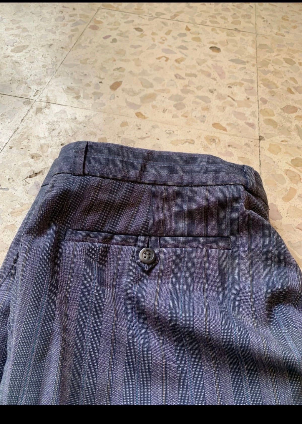 Vintage Superfine pure wool classic 2 button striped grayish suit 40R 40S