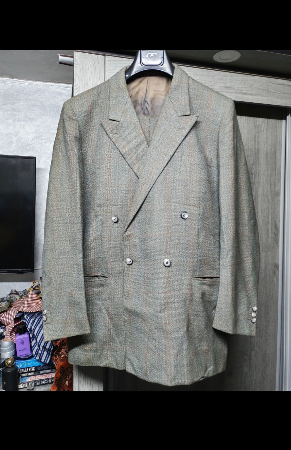 1950s Vintage all worsted wool double breasted gangster windowpane suit 40R