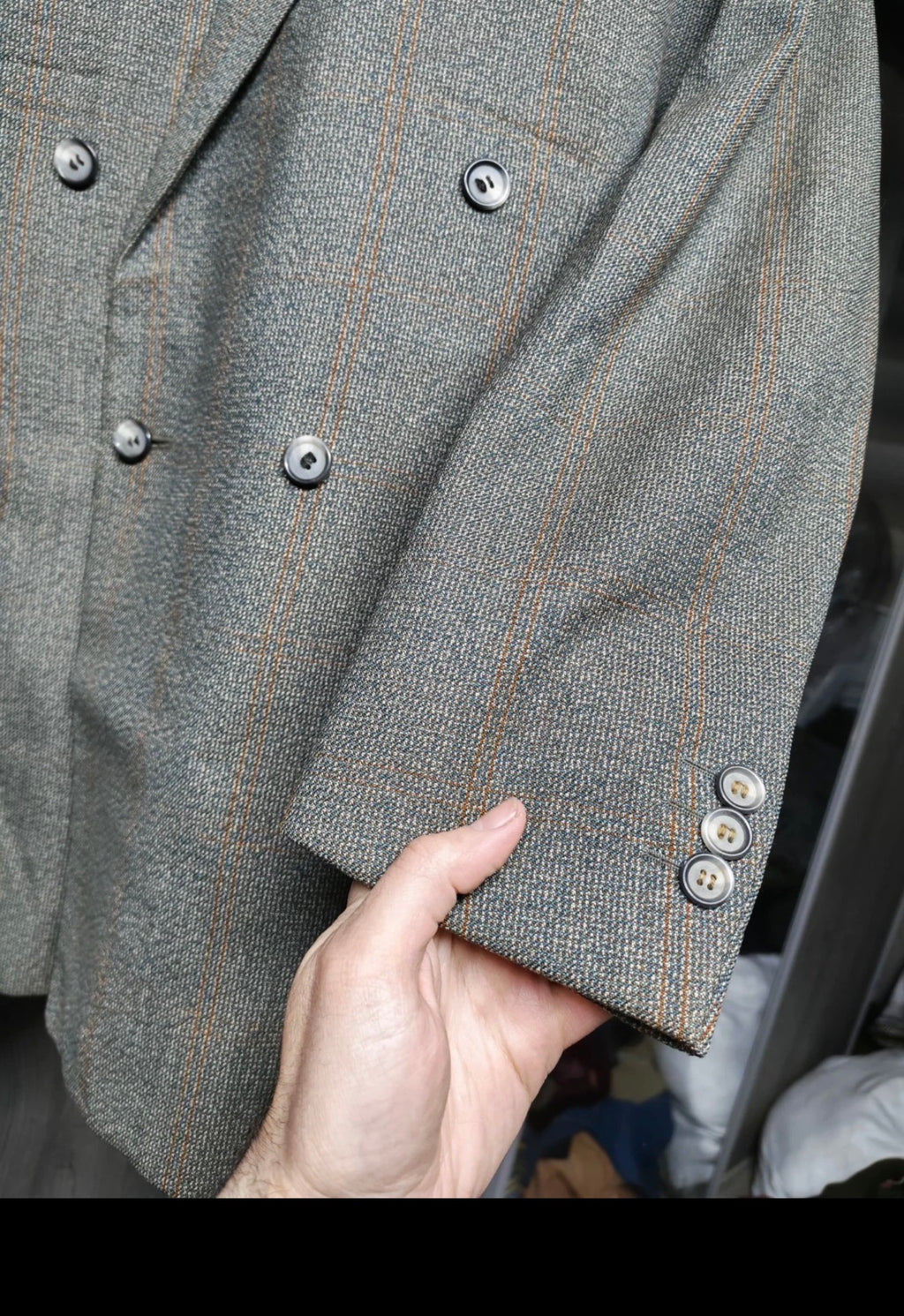1950s Vintage all worsted wool double breasted gangster windowpane suit 40R