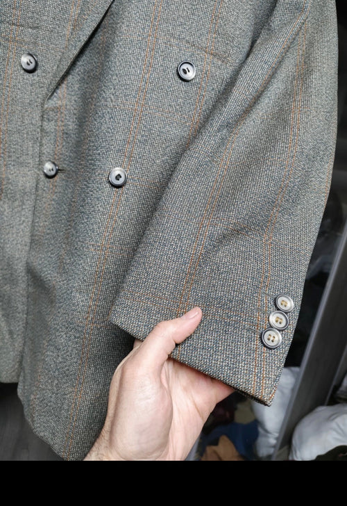 1950s Vintage all worsted wool double breasted gangster windowpane suit 40R