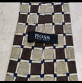 Vintage Hugo Boss classic 100% all silk Retro luxury brown windowpane neck tie